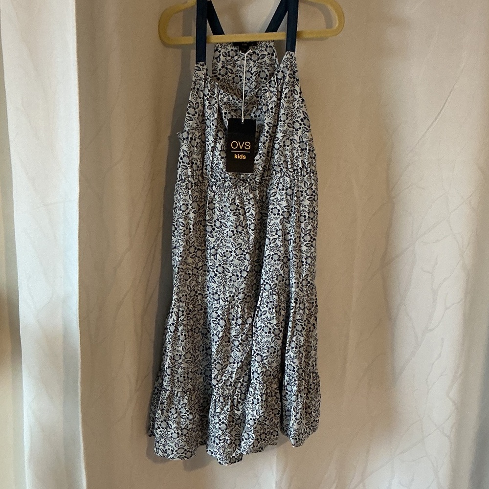 OVS dress  Blue and White Floral Dress for girls size 7/8